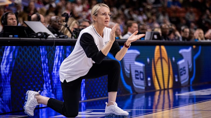 Vanderbilt Commodores head coach Shea Ralph claps for her team during the first half against the Tennessee Lady Vols at Bon Secours Wellness Arena. Vanderbilt Commodores head coach Shea Ralph claps for her team during the first half against the Tennessee Lady Vols at Bon Secours Wellness Arena.