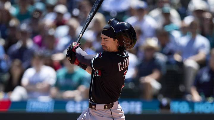 May 31, 2026; Seattle, Washington, USA; Arizona Diamondbacks right fielder Corbin Carroll (7) strikes out to Seattle Mariners starting pitcher Bryce Miller (50) during the first inning at T-Mobile Park. Mandatory Credit: John Froschauer-Imagn Images May 31, 2026; Seattle, Washington, USA; Arizona Diamondbacks right fielder Corbin Carroll (7) strikes out to Seattle Mariners starting pitcher Bryce Miller (50) during the first inning at T-Mobile Park. Mandatory Credit: John Froschauer-Imagn Images