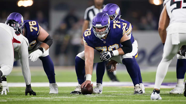 Ryan Kelly snaps the ball against the Atlanta Falcons.