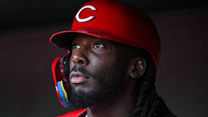 Cincinnati Reds shortstop Elly de la Cruz (44) looks on