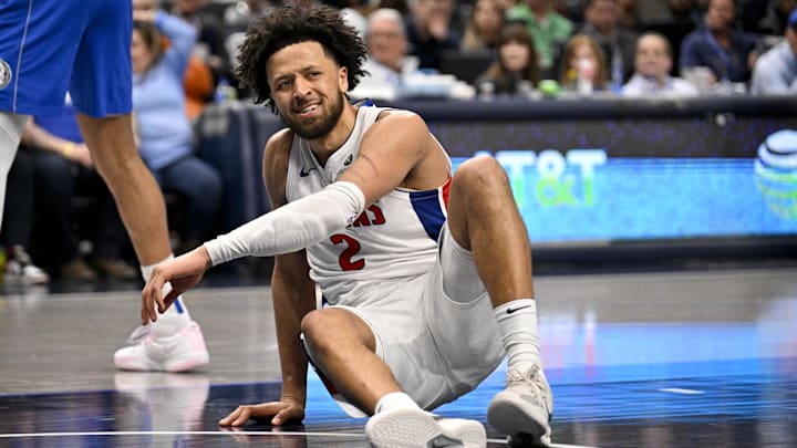 Mar 21, 2025; Dallas, Texas, USA; Detroit Pistons guard Cade Cunningham (2): Jerome Miron-Imagn Images