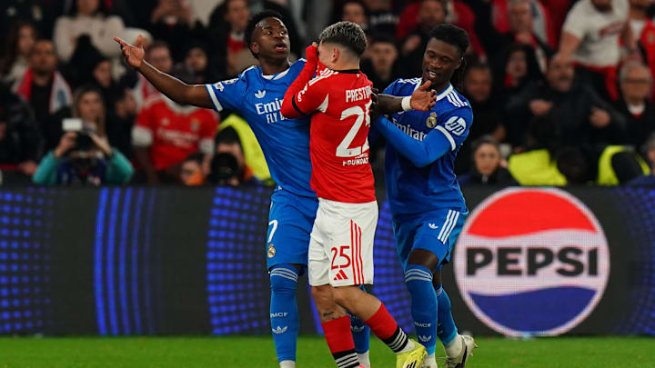 Vinícius Jr, Gianluca Prestianni, Eduardo Camavinga - UEFA Champions League 2025/26 League Knockout Play-off First Leg