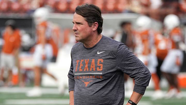 Sep 19, 2026; Austin, Texas, USA; Texas Longhorns defensive coordinator Will Muschamp observes his players before a game against the UTSA Roadrunners at Darrell K Royal-Texas Memorial Stadium. Mandatory Credit: Scott Wachter-Imagn Images Sep 19, 2026; Austin, Texas, USA; Texas Longhorns defensive coordinator Will Muschamp observes his players before a game against the UTSA Roadrunners at Darrell K Royal-Texas Memorial Stadium. Mandatory Credit: Scott Wachter-Imagn Images