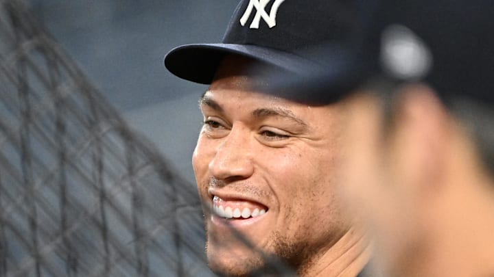 Oct 3, 2025; Toronto, Ontario, Canada;  New York Yankees right fielder Aaron Judge (99) 