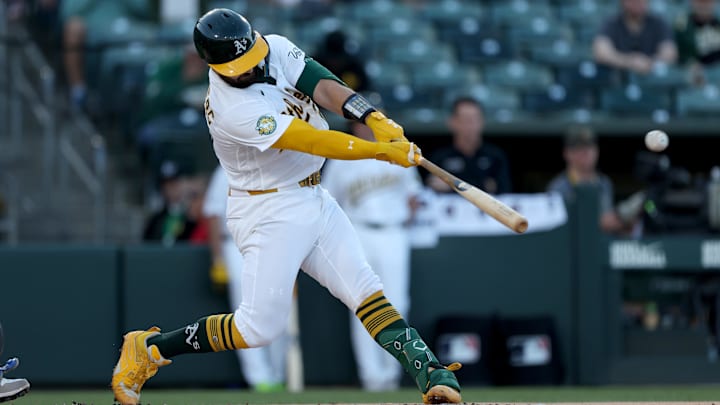 Shea Langeliers and the A's are home favorites against the Royals.