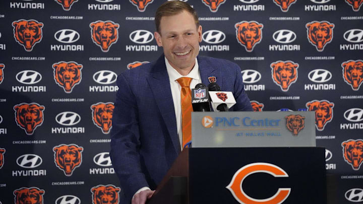 Chicago Bears head coach Ben Johnson answers questions during an introductory press conference at PNC Center.