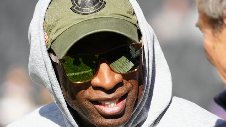 Nov 11, 2023; Boulder, Colorado, USA; Colorado Buffaloes head coach Deion Sanders before the game against the Arizona Wildcats at Folsom Field. 