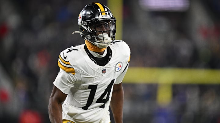 Jan 11, 2025; Baltimore, Maryland, USA; Pittsburgh Steelers wide receiver George Pickens (14) looks on in the third quarter against the Baltimore Ravens in an AFC wild card game at M&T Bank Stadium. Mandatory Credit: Tommy Gilligan-Imagn Images Jan 11, 2025; Baltimore, Maryland, USA; Pittsburgh Steelers wide receiver George Pickens (14) looks on in the third quarter against the Baltimore Ravens in an AFC wild card game at M&T Bank Stadium. Mandatory Credit: Tommy Gilligan-Imagn Images