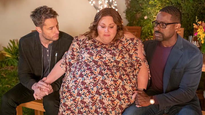 THIS IS US -- "Saturday in the Park" Episode 611 -- Pictured: (l-r) Justin Hartley as Kevin, Chrissy Metz as Kate, Sterling K. Brown as Randall -- (Photo by: Ron Batzdorff/NBC)