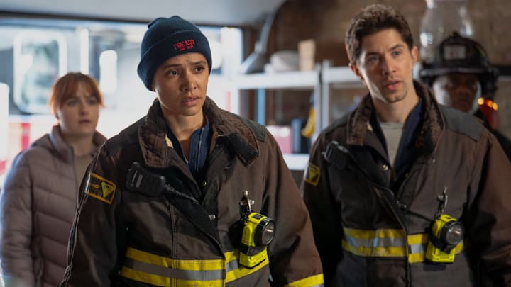 CHICAGO FIRE -- "Sway" Episode 1417 -- Pictured: (l-r) Deanna Dunagan as Margaret Charles, Brandon Larracuente as Sal Vasquez