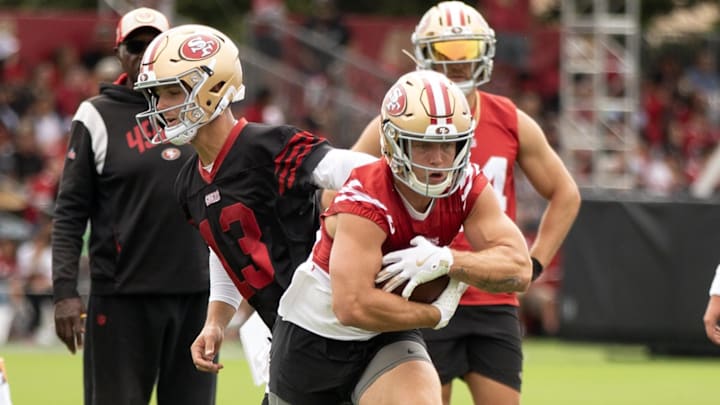 Brock Purdy, left, and Christian McCaffrey form a dynamic backfield for the 49ers.