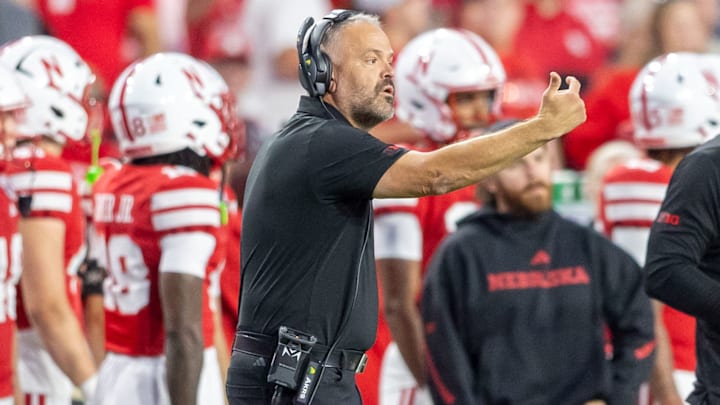 Nebraska head coach Matt Rhule prepares the defense to take the field against Akron. 