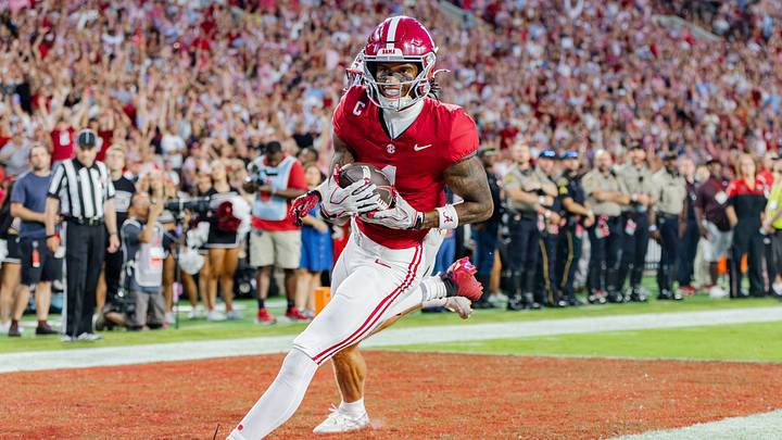 Alabama wide receiver Ryan Coleman-Williams in the end zone for a touchdown in the first half of the game against South Carolina on Sept 26, 2026. Alabama wide receiver Ryan Coleman-Williams in the end zone for a touchdown in the first half of the game against South Carolina on Sept 26, 2026.