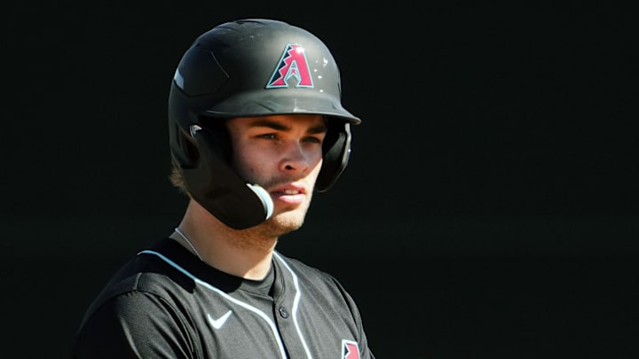 Arizona Diamondbacks prospect Jack Hurley during spring training workouts at Salt River Fields at Talking Stick near Scottsdale on Feb. 19, 2024.