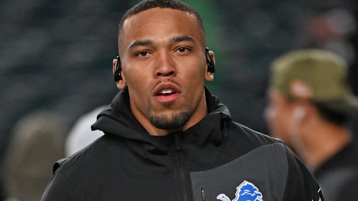 Detroit Lions wide receiver Amon-Ra St. Brown (14) during warmups against the Philadelphia Eagles at Lincoln Financial Field.