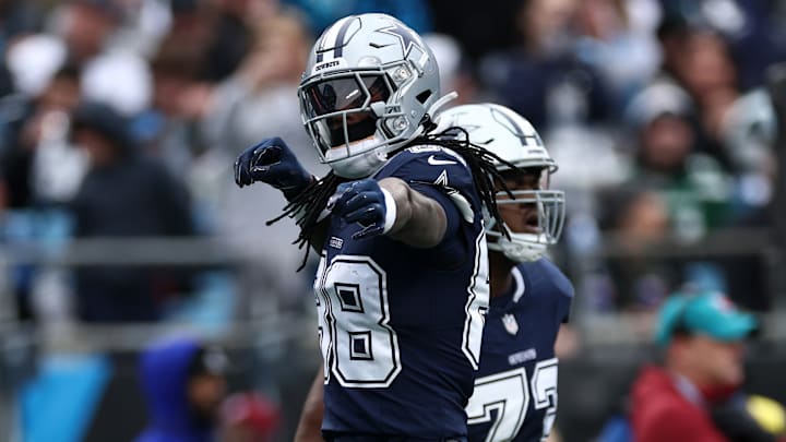Dallas Cowboys wide receiver CeeDee Lamb celebrates against the Carolina Panthers
