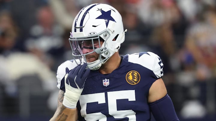 Dallas Cowboys linebacker Logan Wilson warms up before the game against the Kansas City Chiefs at AT&T Stadium. 