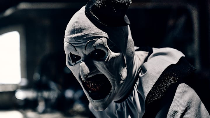 David Howard Thornton as “Art the Clown” in the horror film, TERRIFIER 3, a Cineverse release. Photo courtesy of Jesse Korman/Dark Age Cinema