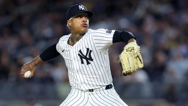 Sep 25, 2024; Bronx, New York, USA; New York Yankees starting pitcher Marcus Stroman (0) pitches against the Baltimore Orioles during the first inning at Yankee Stadium. Sep 25, 2024; Bronx, New York, USA; New York Yankees starting pitcher Marcus Stroman (0) pitches against the Baltimore Orioles during the first inning at Yankee Stadium.