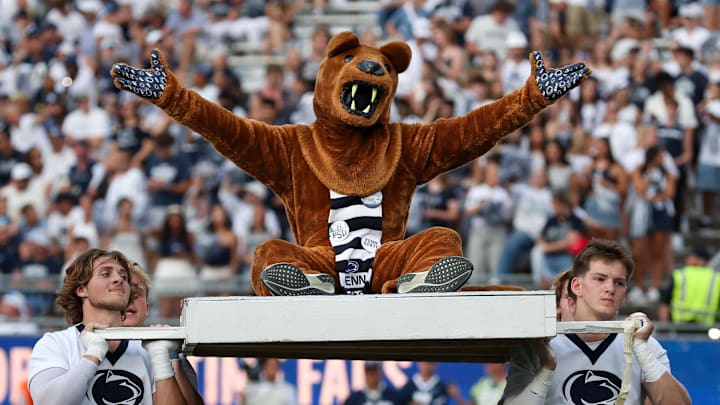 Penn State Nittany Lion mascot interacts with the fans during the third quarter against the Villanova Wildcats at Beaver Stadium. 