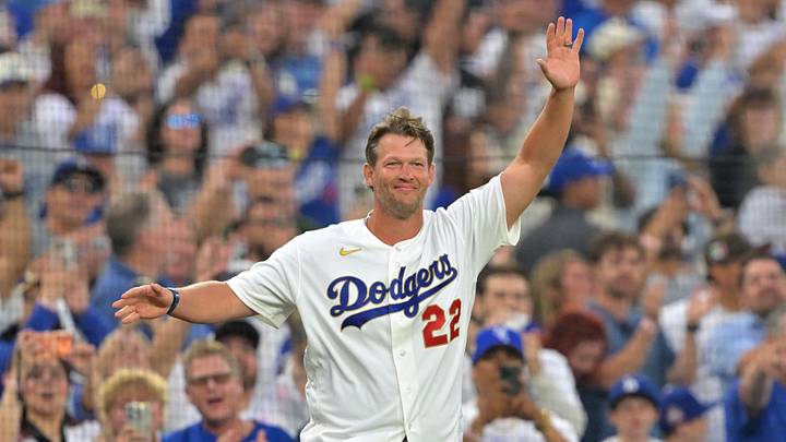 Mar 27, 2026; Los Angeles, California, USA; Los Angeles Dodgers former player Clayton Kershaw (22) during the World Series ring ceremony before the game against the Arizona Diamondbacks at Dodger Stadium. Mandatory Credit: Jayne Kamin-Oncea-Imagn Images Mar 27, 2026; Los Angeles, California, USA; Los Angeles Dodgers former player Clayton Kershaw (22) during the World Series ring ceremony before the game against the Arizona Diamondbacks at Dodger Stadium. Mandatory Credit: Jayne Kamin-Oncea-Imagn Images