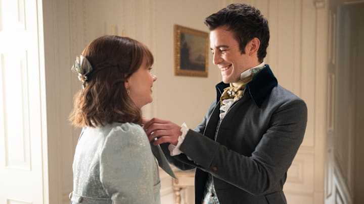 Bridgerton. (L to R) Claudia Jessie as Eloise Bridgerton, Luke Thompson as Benedict Bridgerton in episode 308 of Bridgerton. Cr. Liam Daniel/Netflix © 2024