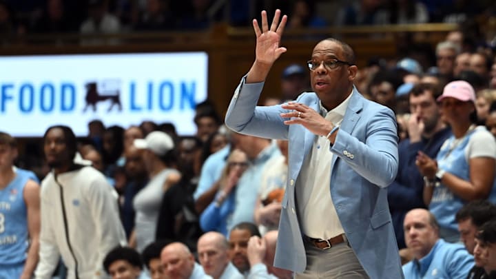 UNC basketball head coach Hubert Davis versus Duke UNC basketball head coach Hubert Davis versus Duke