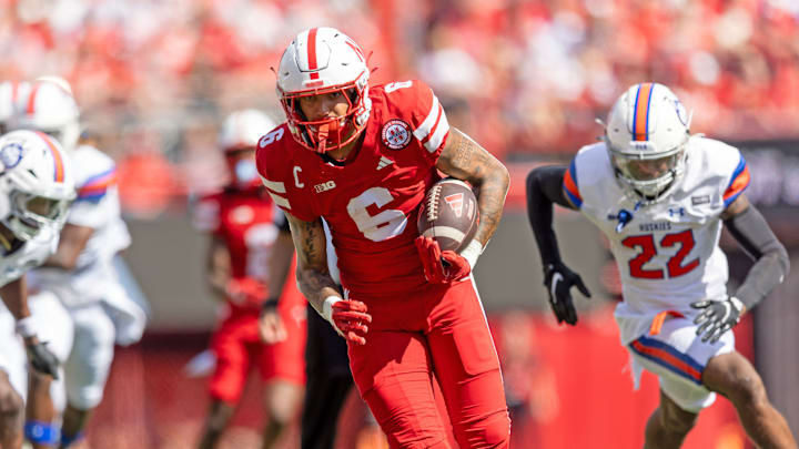 Nebraska wide receiver Dane Key races 39 yards for a score against Houston Christian. Nebraska wide receiver Dane Key races 39 yards for a score against Houston Christian.