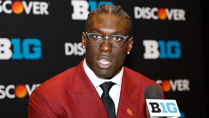 Jul 28, 2026; Chicago, IL, USA; USC student-athlete Jide Abasiri speaks during Media Days at Hilton Chicago. Mandatory Credit: Kamil Krzaczynski-Imagn Images Jul 28, 2026; Chicago, IL, USA; USC student-athlete Jide Abasiri speaks during Media Days at Hilton Chicago. Mandatory Credit: Kamil Krzaczynski-Imagn Images