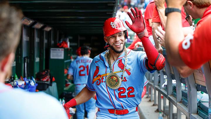 Aug 15, 2026; Chicago, Illinois, USA; St. Louis Cardinals left fielder Joshua Baez (22) celebrates with teammates in the dugout after hitting a two-run home run against the Chicago Cubs during the sixth inning at Wrigley Field. Mandatory Credit: Kamil Krzaczynski-Imagn Images Aug 15, 2026; Chicago, Illinois, USA; St. Louis Cardinals left fielder Joshua Baez (22) celebrates with teammates in the dugout after hitting a two-run home run against the Chicago Cubs during the sixth inning at Wrigley Field. Mandatory Credit: Kamil Krzaczynski-Imagn Images