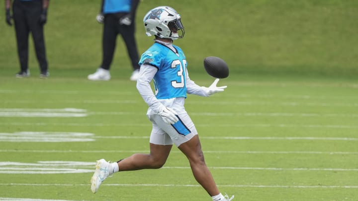 Jun 4, 2024; Charlotte, NC, USA; Carolina Panthers running back Chuba Hubbard (30) during OTAs. Mandatory Credit: Jim Dedmon-USA TODAY Sports Jun 4, 2024; Charlotte, NC, USA; Carolina Panthers running back Chuba Hubbard (30) during OTAs. Mandatory Credit: Jim Dedmon-USA TODAY Sports