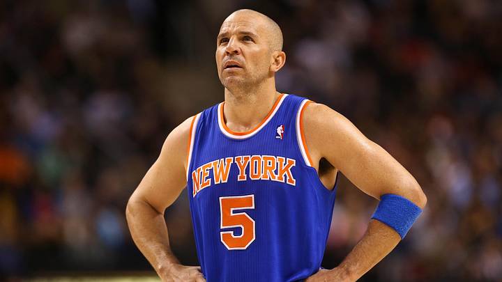 Feb 22, 2013; Toronto, ON, Canada; New York Knicks point guard Jason Kidd (5) looks on during their game against the Toronto Raptors at the Air Canada Centre. The Raptors beat the Knicks 100-98. Mandatory Credit: Tom Szczerbowski-Imagn Images Feb 22, 2013; Toronto, ON, Canada; New York Knicks point guard Jason Kidd (5) looks on during their game against the Toronto Raptors at the Air Canada Centre. The Raptors beat the Knicks 100-98. Mandatory Credit: Tom Szczerbowski-Imagn Images