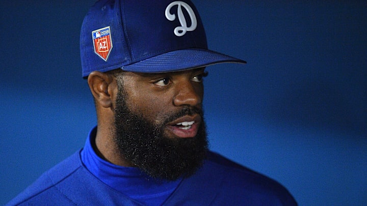Los Angeles Dodgers left fielder Andrew Toles. Los Angeles Dodgers left fielder Andrew Toles.