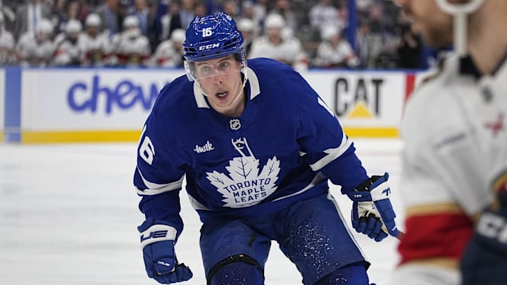 Toronto Maple Leafs forward Mitch Marner skates against the Florida Panthers.