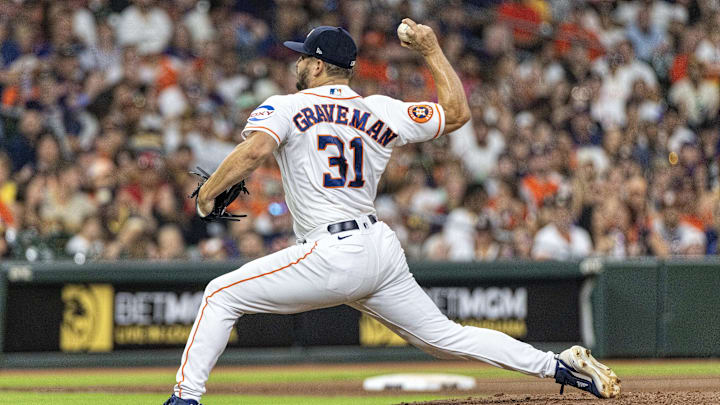 Sep 9, 2023; Houston, Texas, USA; Houston Astros relief pitcher Kendall Graveman (31) pitches