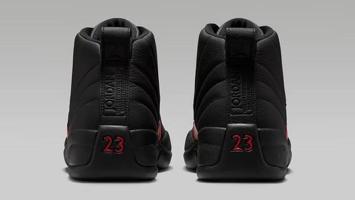 The Air Jordan 12 "Bloodline" colorway. The Air Jordan 12 "Bloodline" colorway.