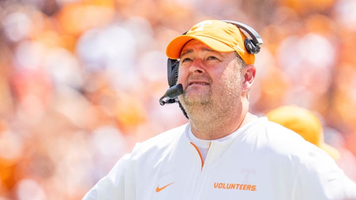 Tennessee head coach Josh Heupel during Tennessee's game against Chattanooga in Neyland Stadium in Knoxville on Saturday, Aug. 31, 2024.