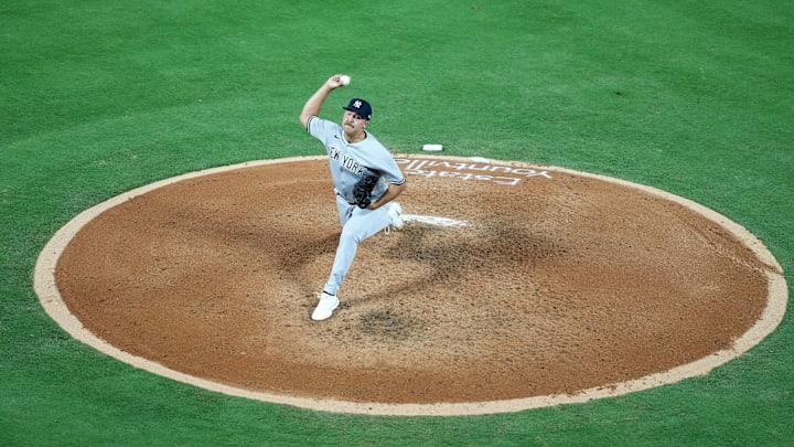 Aug 30, 2022; Anaheim, California, USA; New York Yankees starting pitcher Jameson Taillon (50)