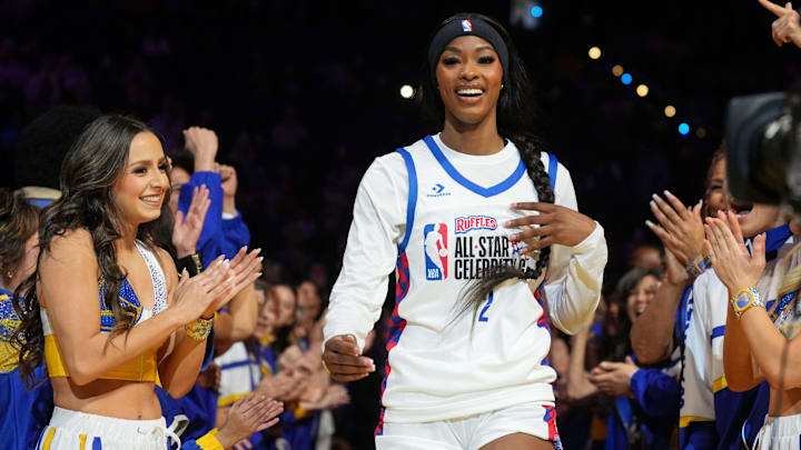 Rickea Jackson of Team Bonds during introductions before the celebrity game ahead of the 2025 NBA All-Star Game. Rickea Jackson of Team Bonds during introductions before the celebrity game ahead of the 2025 NBA All-Star Game.
