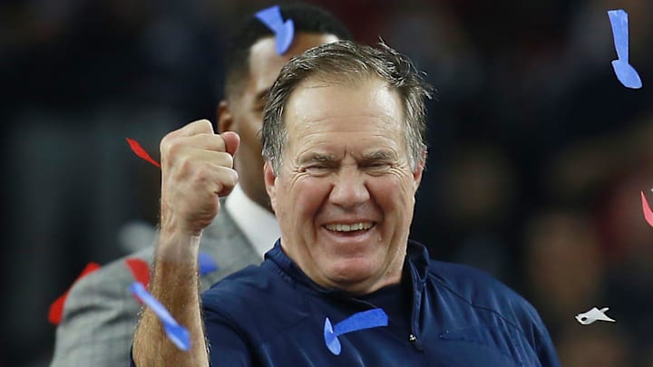 2017: Bill Belichick celebrates after Super Bowl LI where the New England Patriots vs The Atlanta Falcon at NRG Stadium, Houston.