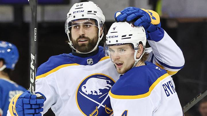 Former Buffalo Sabres players Alex Tuch and Bowen Byram