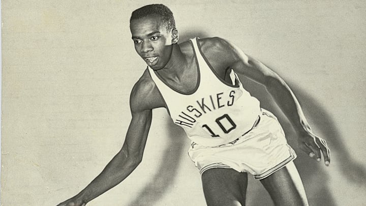 Dick Crews was the UW's first African American basketball player. Dick Crews was the UW's first African American basketball player.