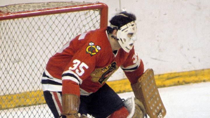 Unknown date; Boston, MA, USA; FILE PHOTO; Chicago Blackhawks goalie Tony Esposito (35) in action against the Boston Bruins at the Boston Garden. Mandatory Credit: Dick Raphael-USA TODAY Sports