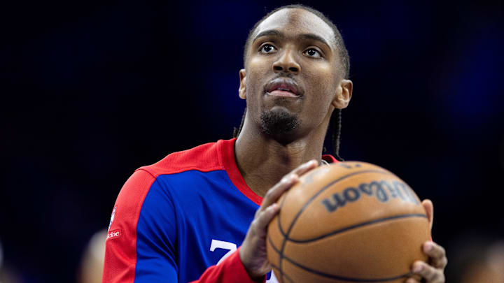 Dec 4, 2024; Philadelphia, Pennsylvania, USA; Philadelphia 76ers guard Tyrese Maxey before action against the Orlando Magic at Wells Fargo Center. Mandatory Credit: Bill Streicher-Imagn Images Dec 4, 2024; Philadelphia, Pennsylvania, USA; Philadelphia 76ers guard Tyrese Maxey before action against the Orlando Magic at Wells Fargo Center. Mandatory Credit: Bill Streicher-Imagn Images