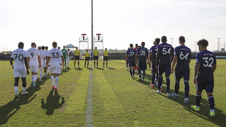 Apr 2, 2024; Bradenton, FL, USA; Orlando City B and Inter Miami II at IMG Academy. Mandatory Credit: Morgan Tencza-Imagn Images