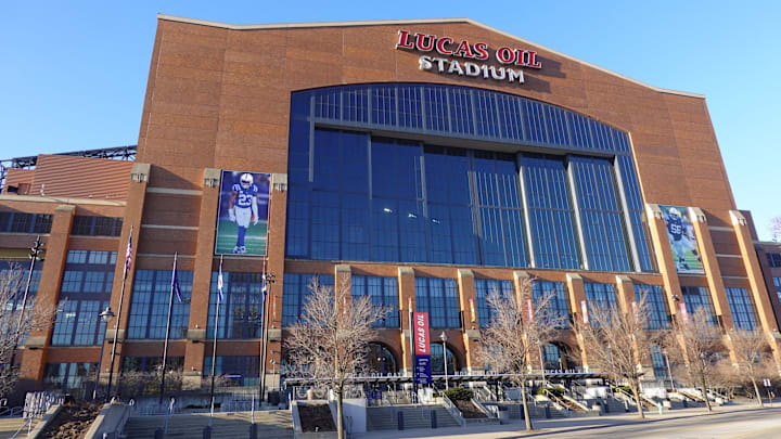 Mar 2, 2025; Indianapolis, IN, USA; A general overall view of Lucas Oil Stadium, the home of the Indianapolis Colts and site of the 2025 NFL Scouting Combine. 