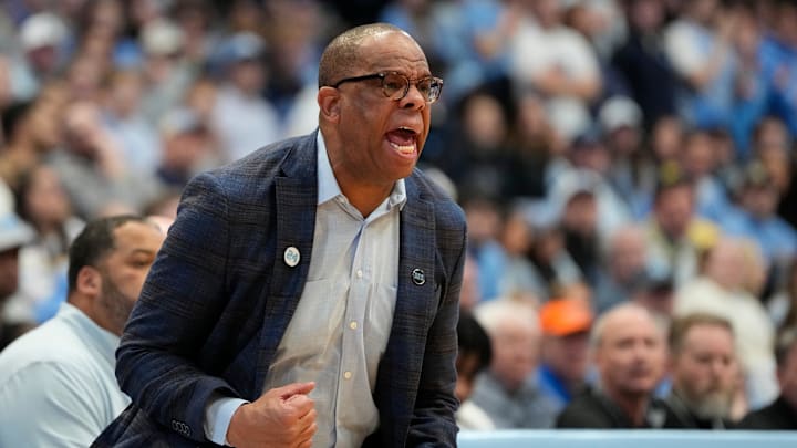 UNC basketball head coach Hubert Davis UNC basketball head coach Hubert Davis