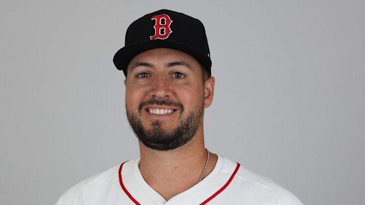 Feb 18, 2025; Lee County, FL, USA; Boston Red Sox pitcher Brian Van Belle (77) participates in media day at JetBlue Park at Fenway South. Mandatory Credit: Nathan Ray Seebeck-Imagn Images Feb 18, 2025; Lee County, FL, USA; Boston Red Sox pitcher Brian Van Belle (77) participates in media day at JetBlue Park at Fenway South. Mandatory Credit: Nathan Ray Seebeck-Imagn Images