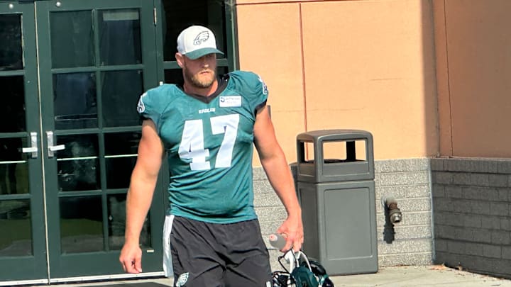 Eagles LS Charley Hughlett at the NovaCare Complex.