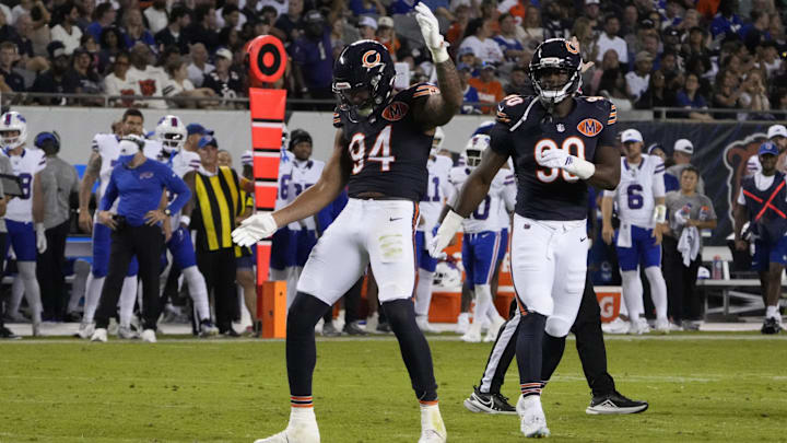 Austin Booker celebrates one of his four preseason sacks, this against Buffalo.